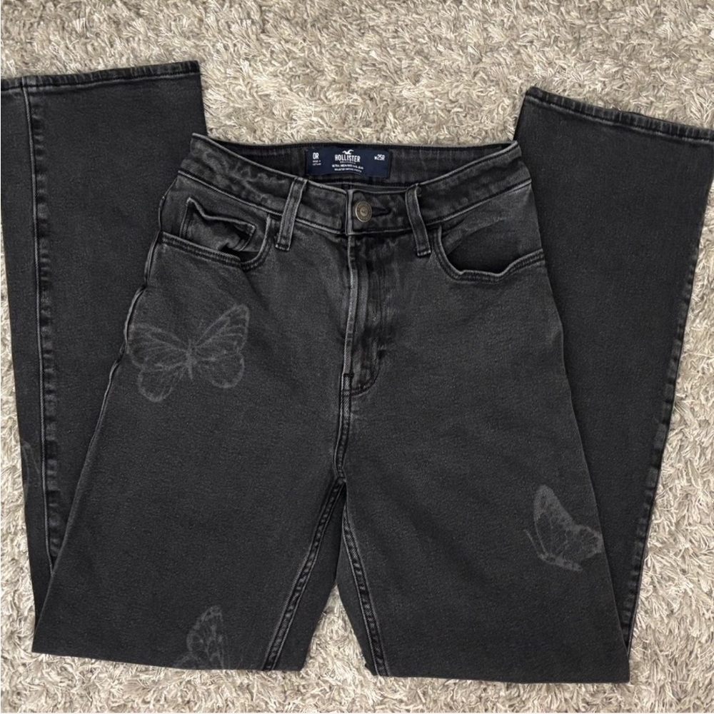 Hollister Dad Jeans with Butterfly Design